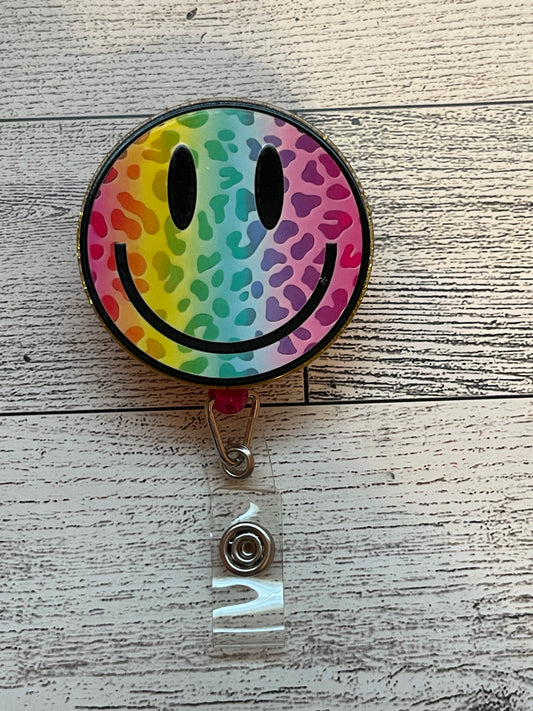 Leopard Smiley Badge Reel