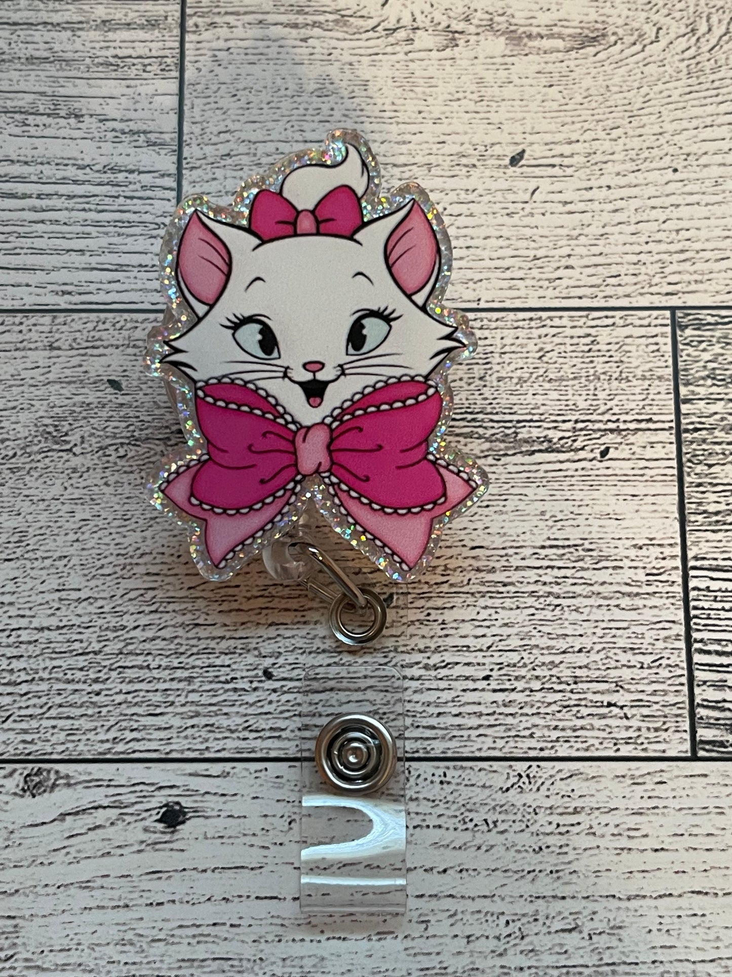 Pretty Kitty With Bow Badge Reel