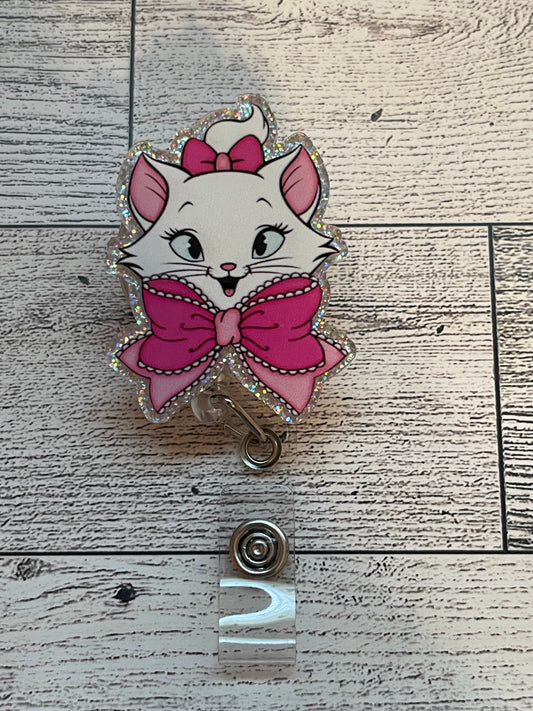 Pretty Kitty With Bow Badge Reel