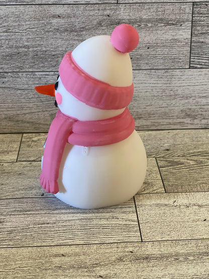 Snowman With Pink Hat/Scarf