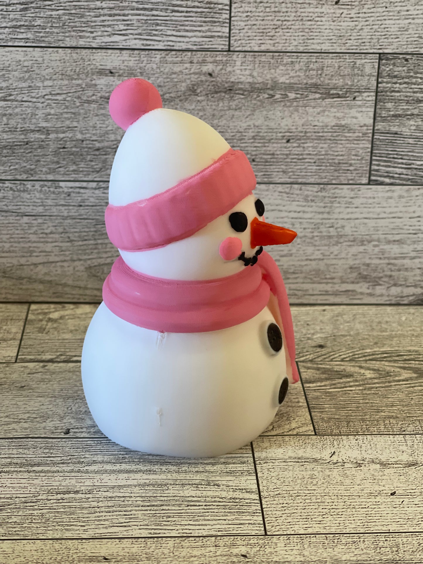 Snowman With Pink Hat/Scarf